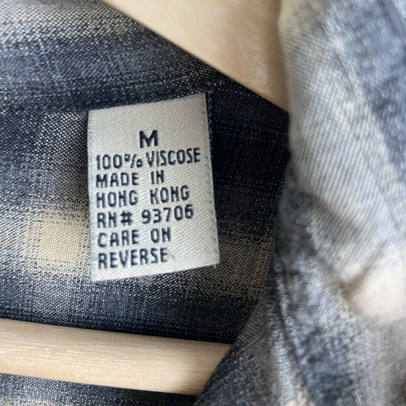 Vintage plaid boyfriend button down checkered shirt size Medium viscose - Picture 5 of 9